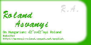 roland asvanyi business card